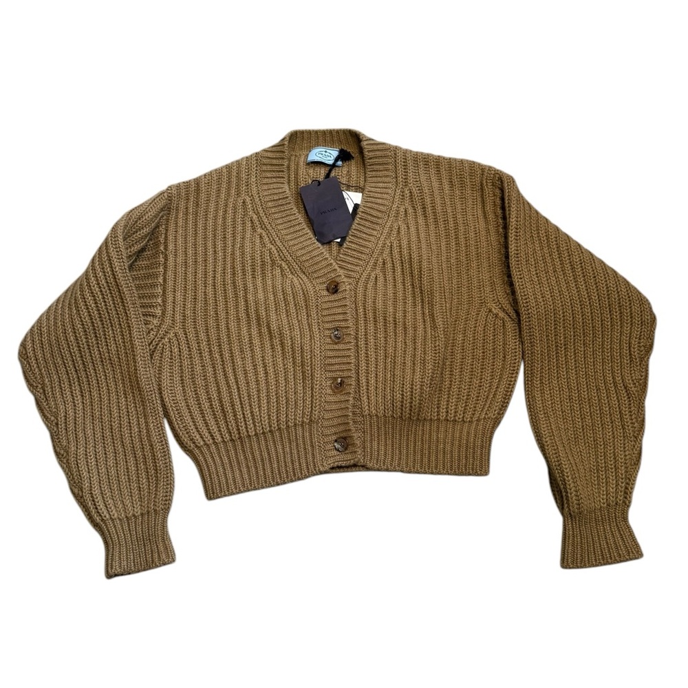 PRADA***Women's Brown Heavy Knit Cardigan Sweater***Size 42 $2450 NWT